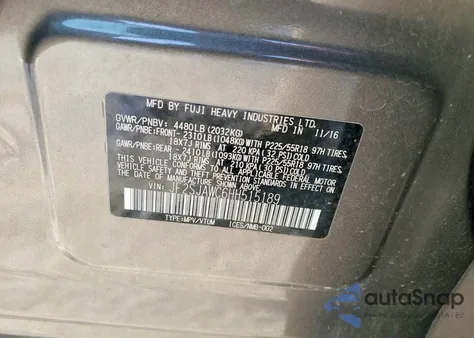 2017 Subaru Forester 2.5I Touring z USA, uszkodzony, nr VIN JF2SJAWC6HH515189